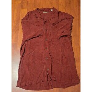 Tommy Bahama 100% Silk Camp Shirt Men’s Medium Rust Red Palm Leaf Jacquard Relax